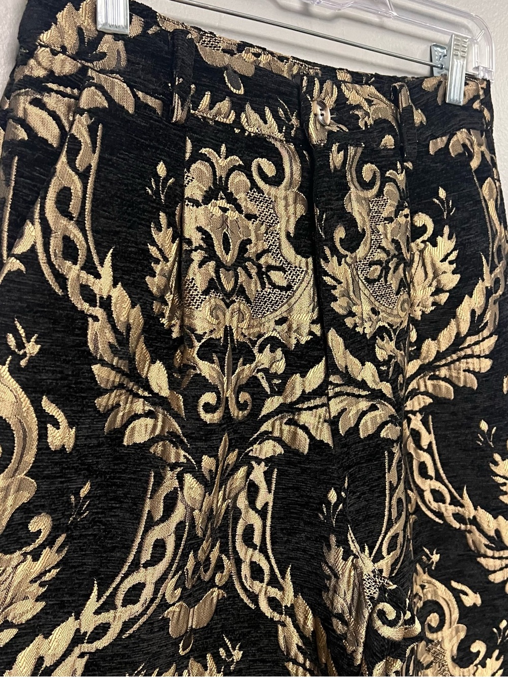 MINKPINK Free People Black & Gold Jacquard Brocade Style Pants Size Medium - Picture 2 of 11